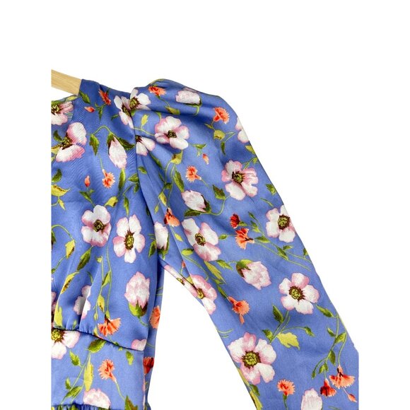 Forever 21 Lavender Floral Peplum Longsleeve Top Size Medium - Picture 4 of 12